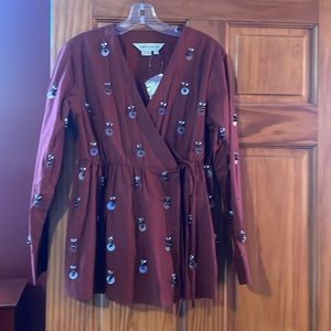 Anthropologie Dhruv Kapoor beaded wrap blouse